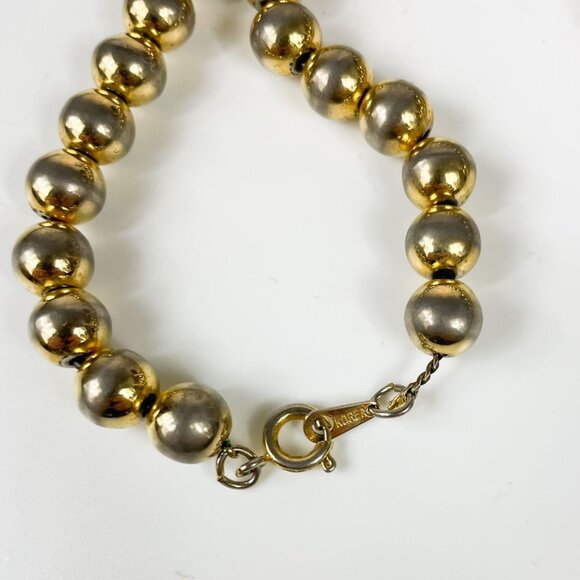 Vintage Long Gold-Tone Graduated Ball Bead Necklace Strung Cable Korea - Picture 2 of 2
